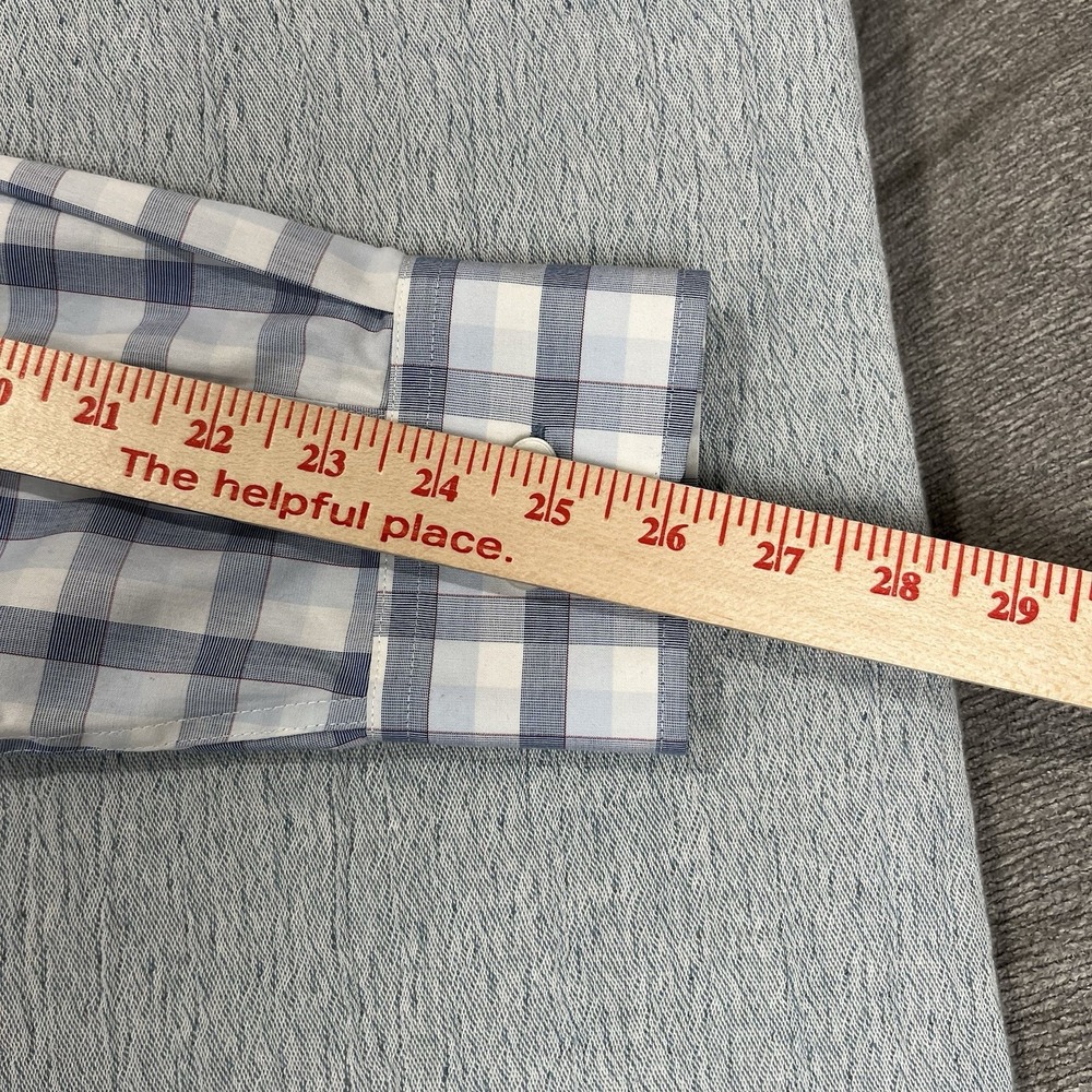🇺🇲 Untuckit Mens 100% Cotton Wrinkle Free Shirt 3XL Blue White Plaid - Picture 8 of 8